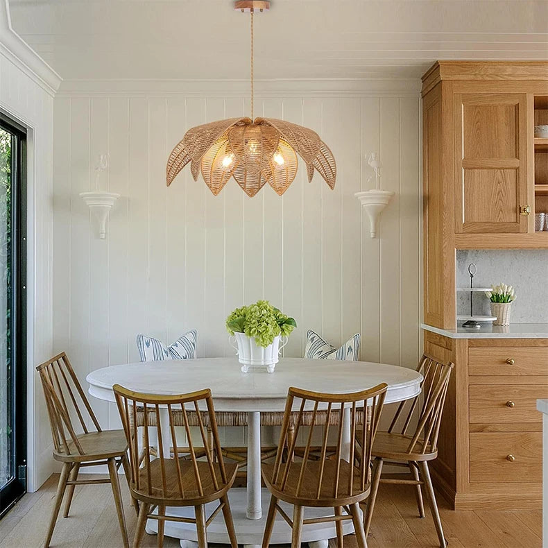 Lustre en rotin tressé style rétro scandinave