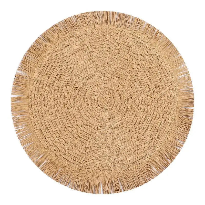 Set de table rond à franges tressé main