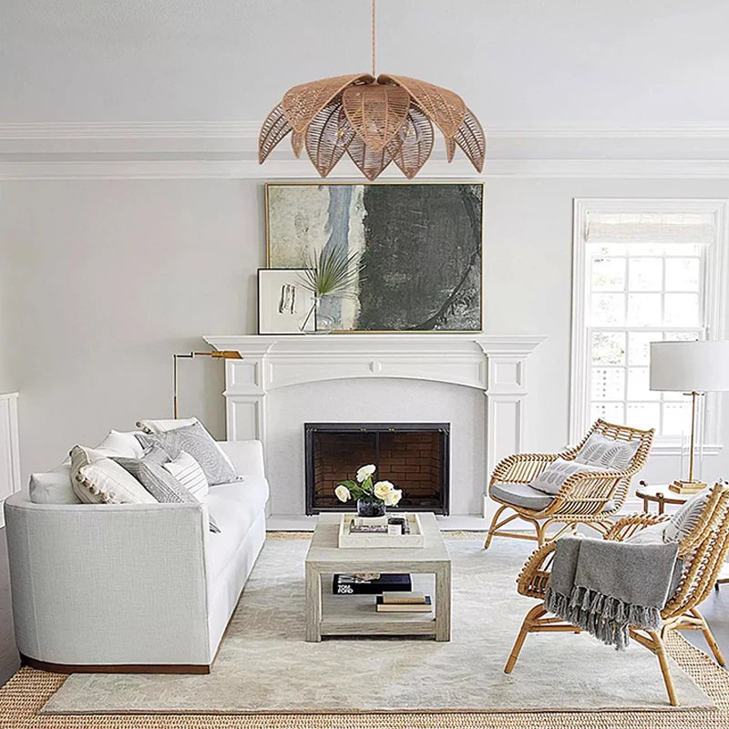 Lustre en rotin tressé style rétro scandinave