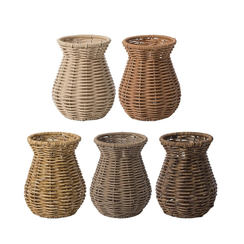 Vase en rotin tressé imperméable avec fleurs séchées