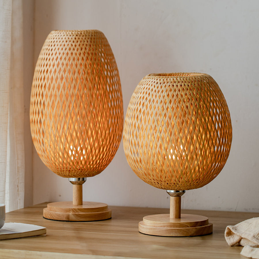Lampe de chevet en bambou tressé fait main
