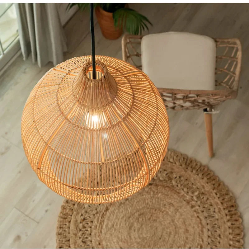 Suspension design en rotin tressé main 50 ou 60 cm
