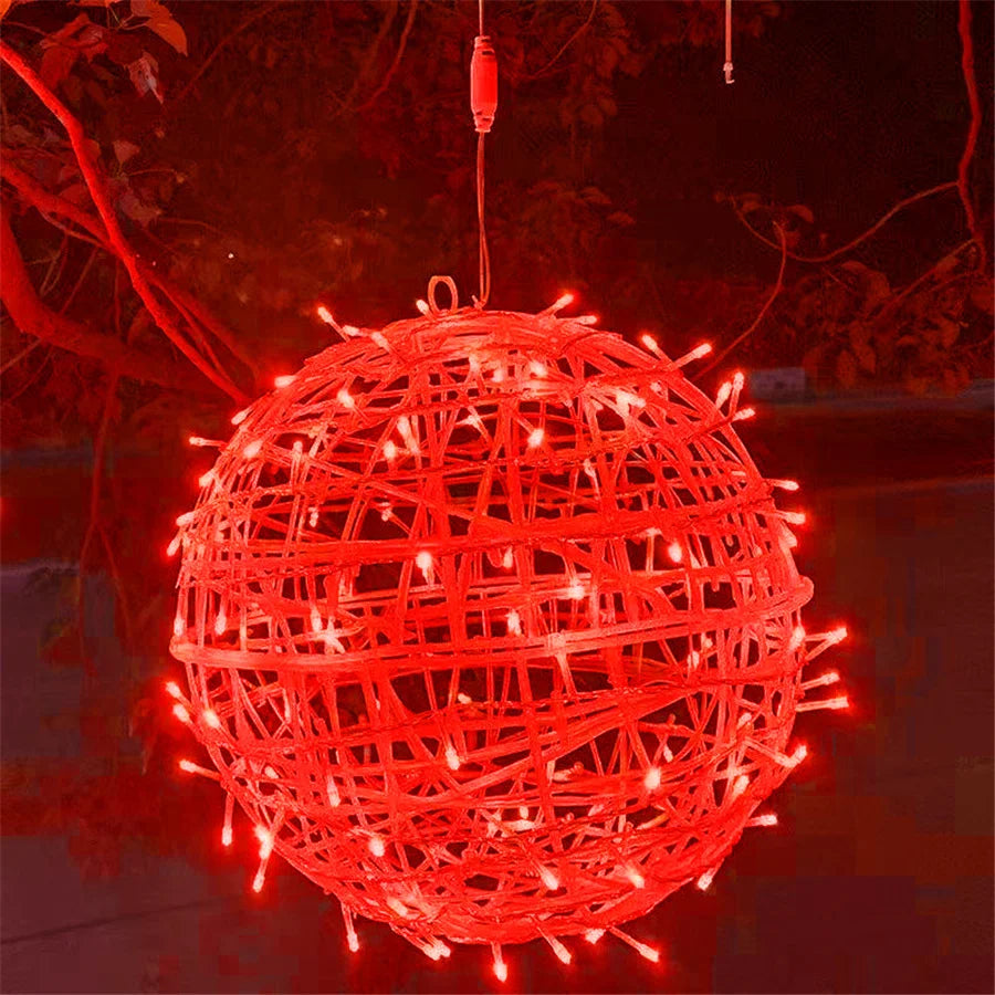 Guirlande lumineuse à boules de rotin tressé