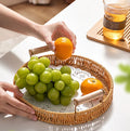 Corbeille à fruits et à pain en rotin tressé à deux anses