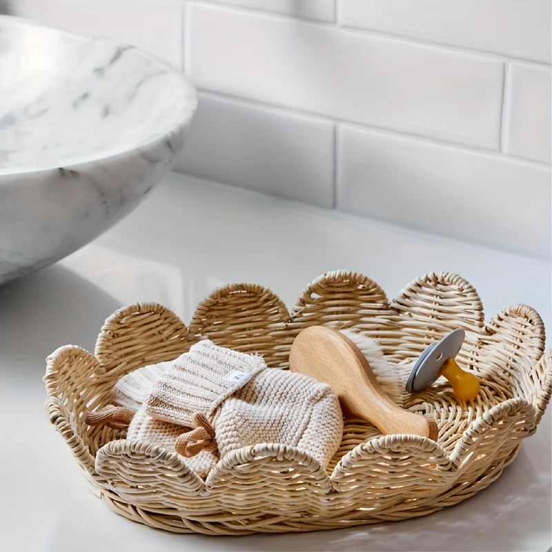 Boîte de rangement en rotin tressé avec couvercle