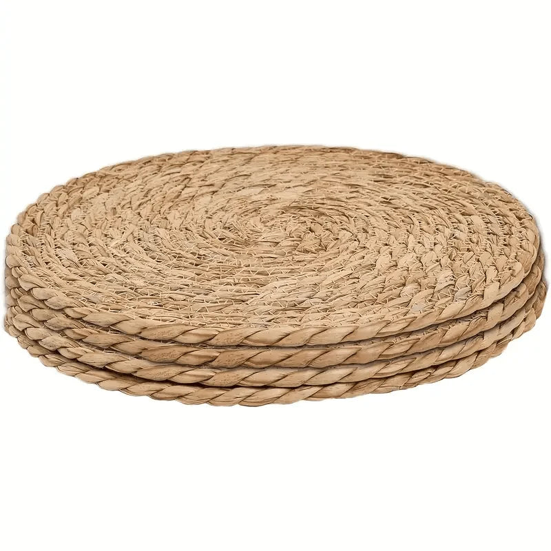 Lot de 4 sets de table ronds en rotin tressé
