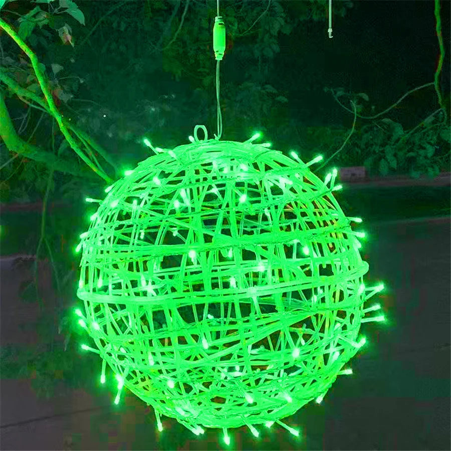 Guirlande lumineuse à boules de rotin tressé