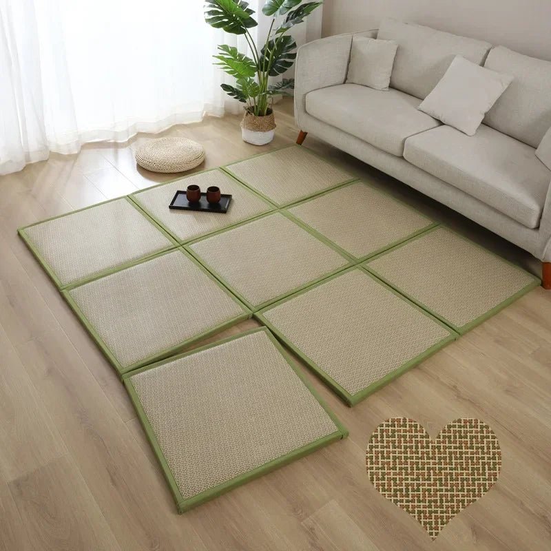 Tapis de sol modulable en rotin tressé épaisseur 2 cm