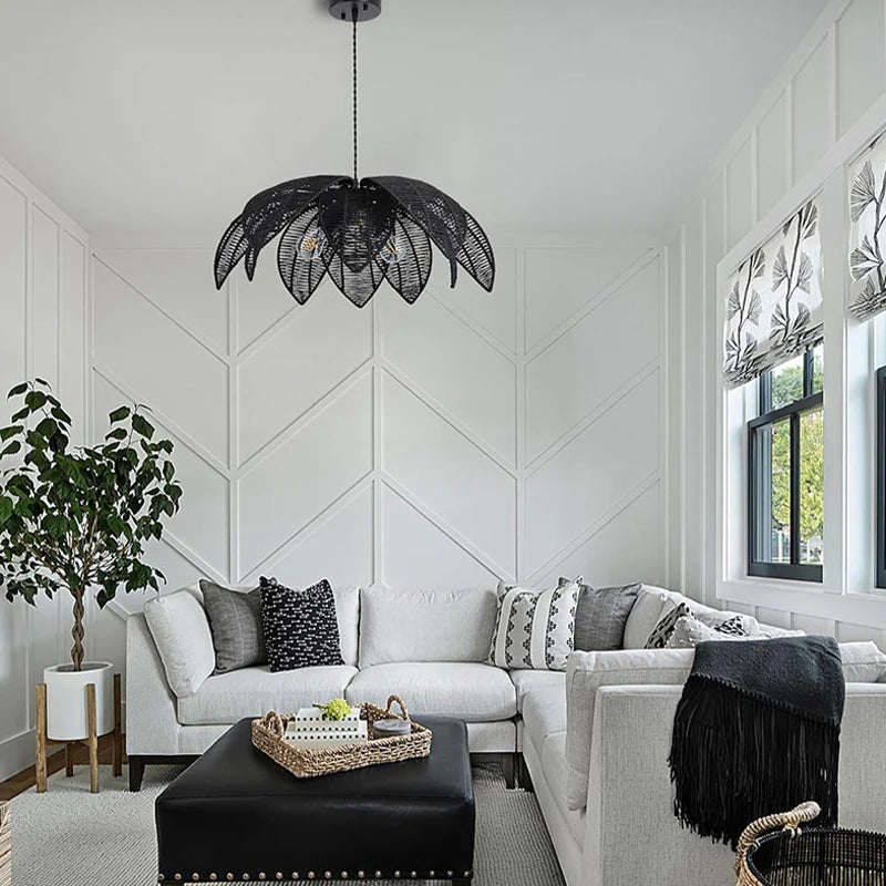 Lustre en rotin tressé style rétro scandinave