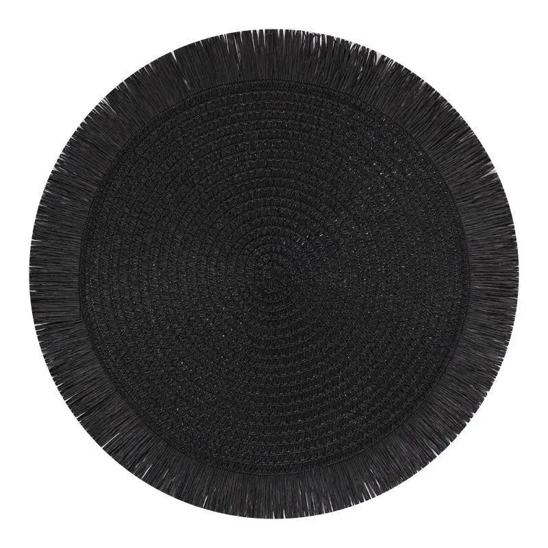 Set de table rond à franges tressé main