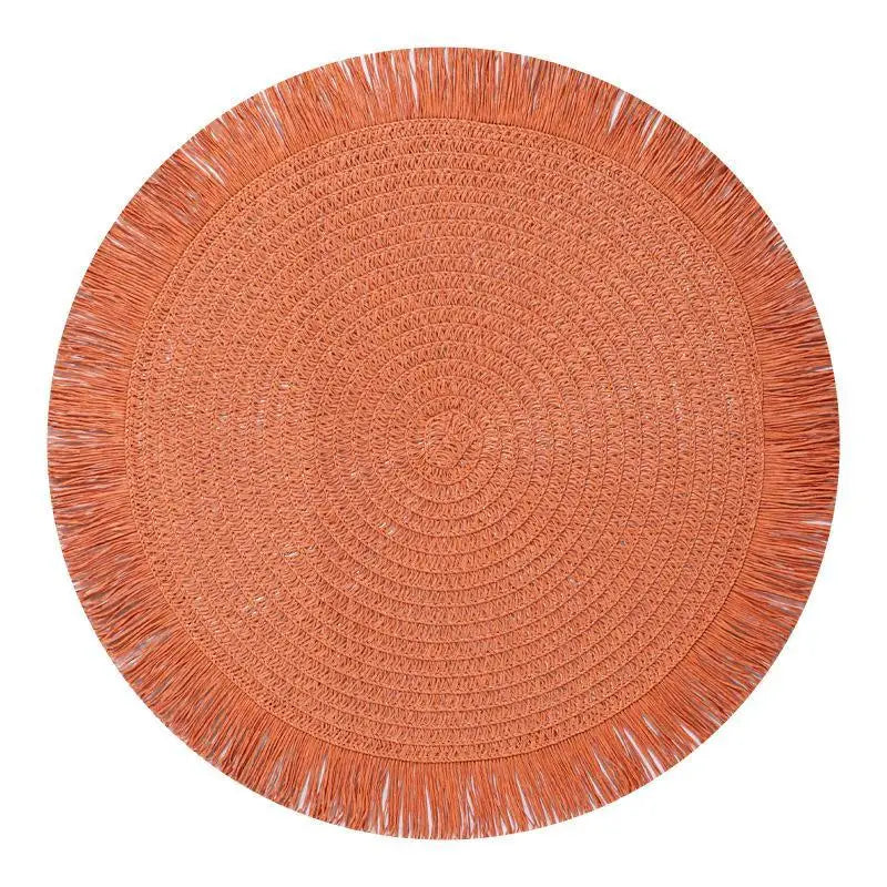 Set de table rond à franges tressé main