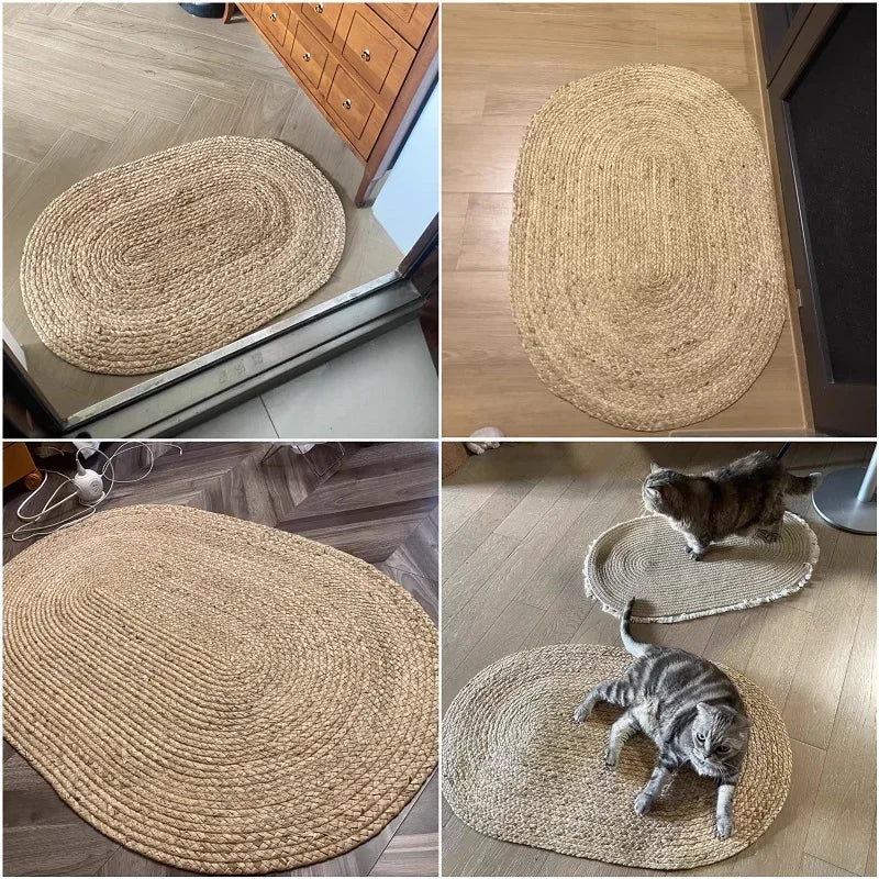 Tapis en jonc tressé à la main