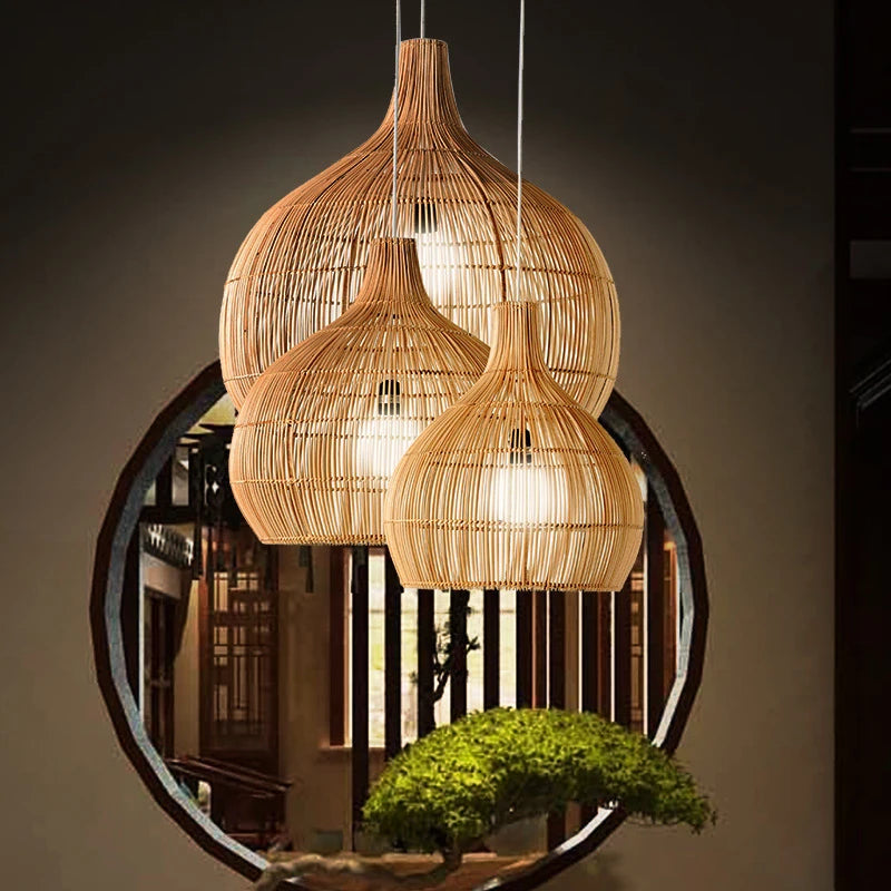 Suspension design en rotin tressé main 50 ou 60 cm
