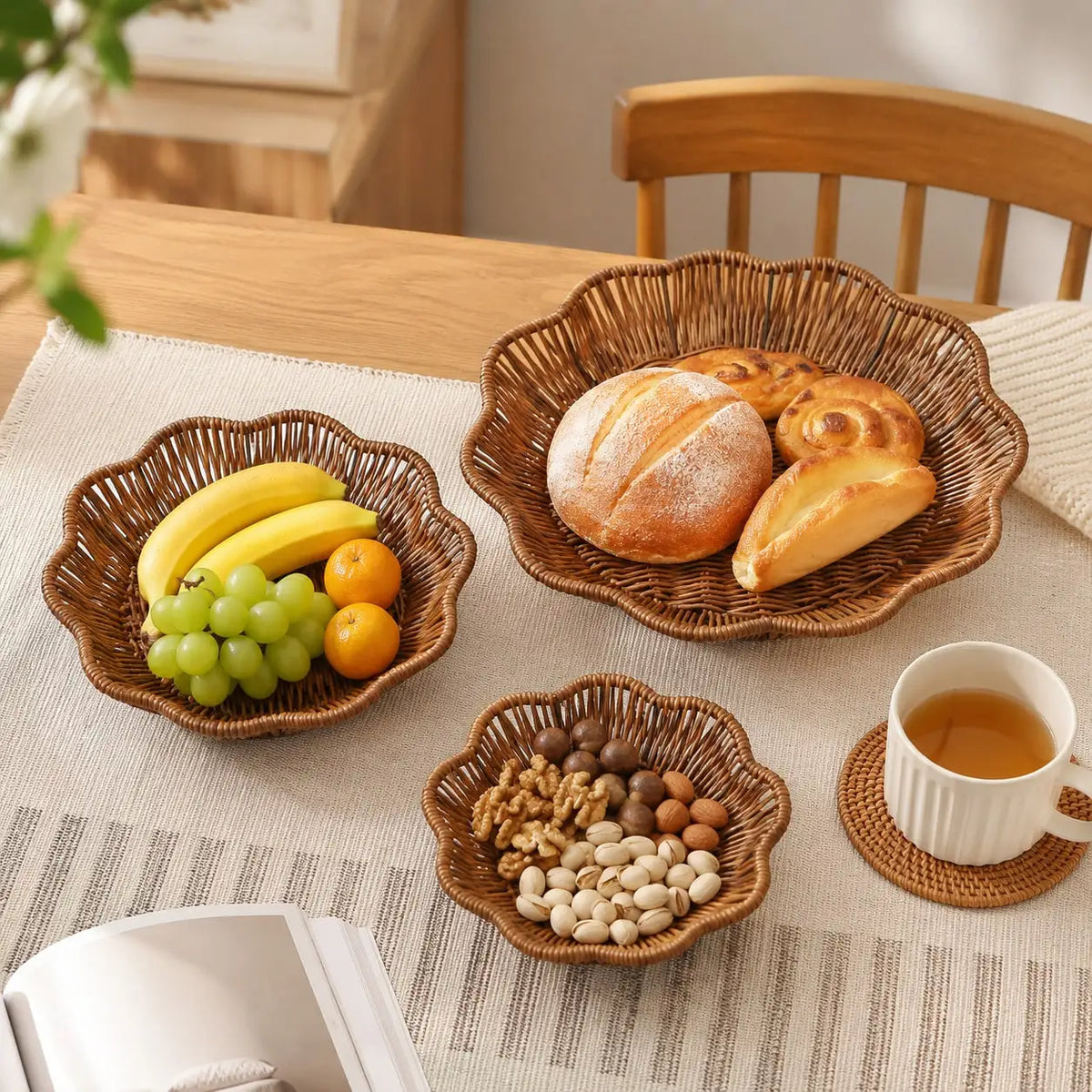Corbeilles à fruits en rotin tressé