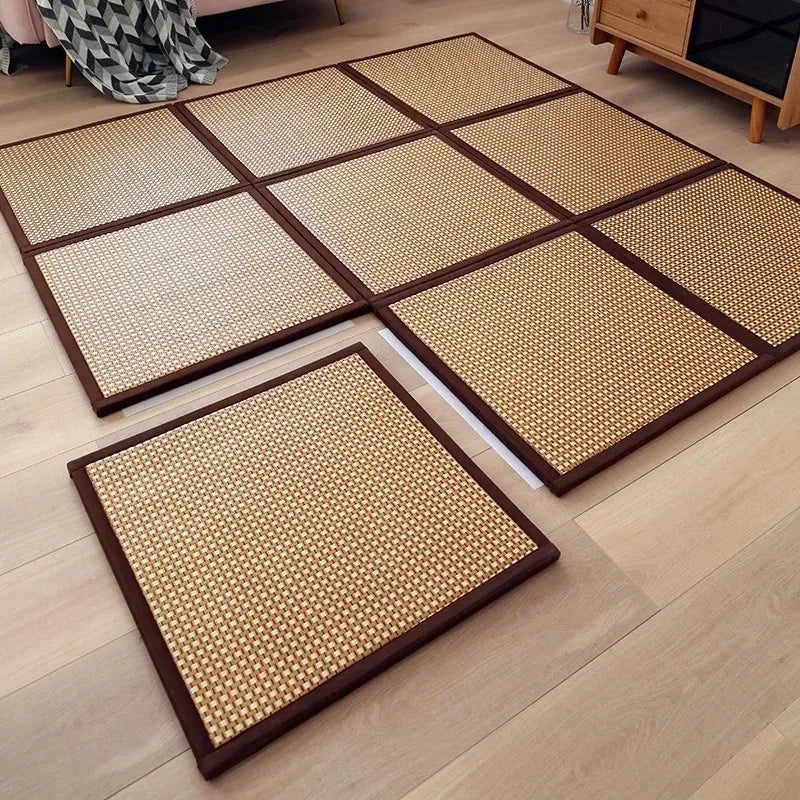 Tapis de sol modulable en rotin tressé épaisseur 2 cm