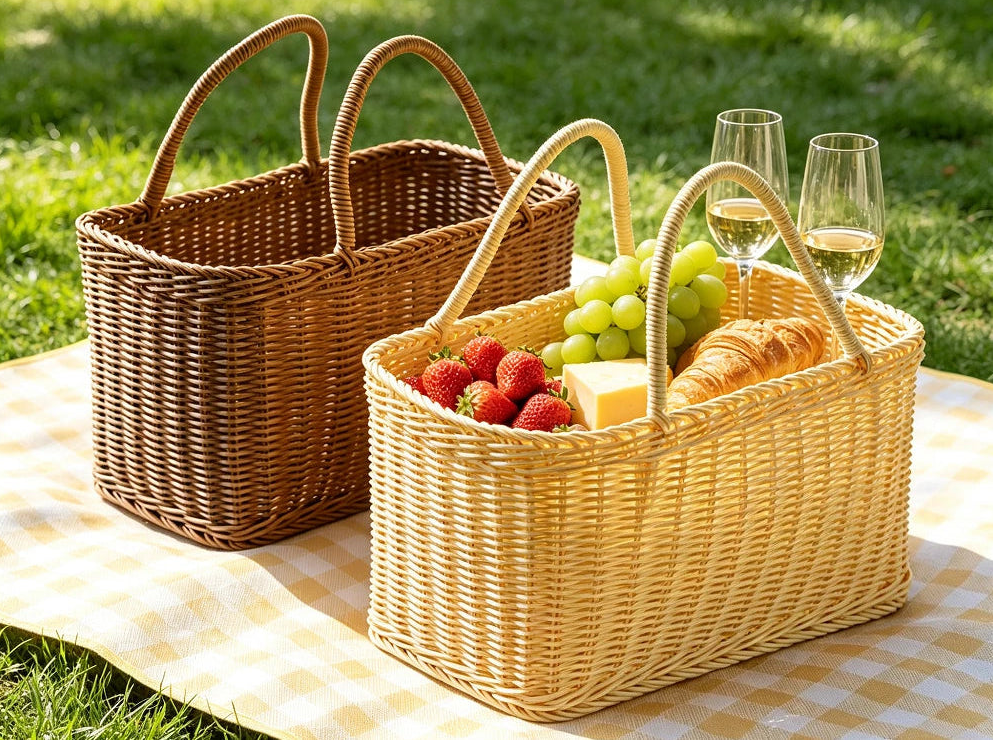 Panier de courses en rotin tressé à anse