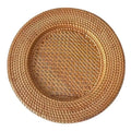 Plateau rond en rotin tressé ajouré 33 cm