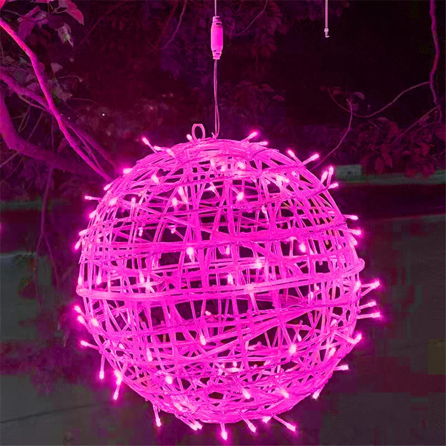 Guirlande lumineuse à boules de rotin tressé