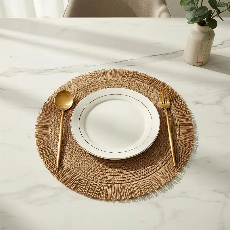 Set de table rond à franges tressé à la main