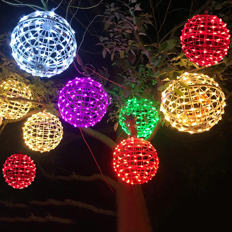 Guirlande lumineuse à boules de rotin tressé