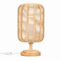 Lampe de chevet en corde tressée et bois massif de style japandi