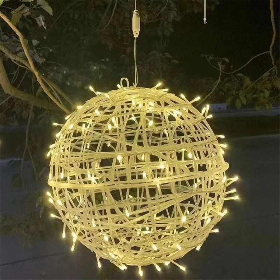Guirlande lumineuse à boules de rotin tressé