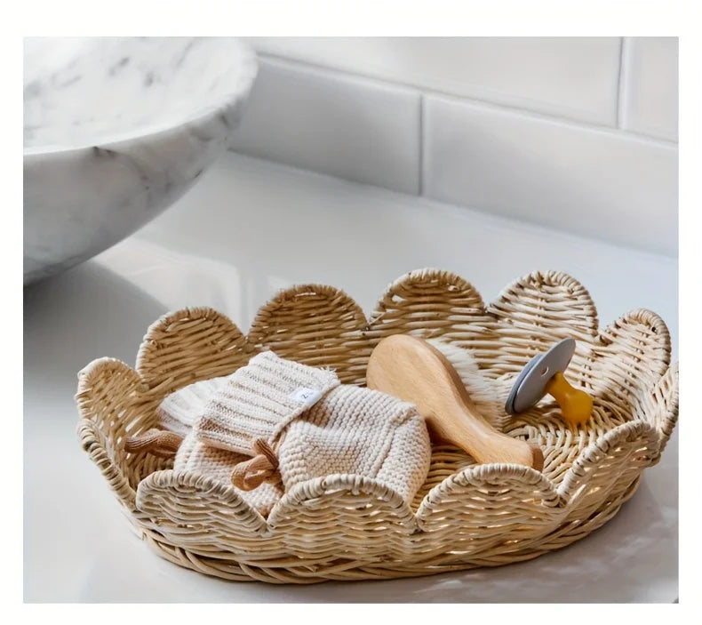 Boîte de rangement en rotin tressé avec couvercle