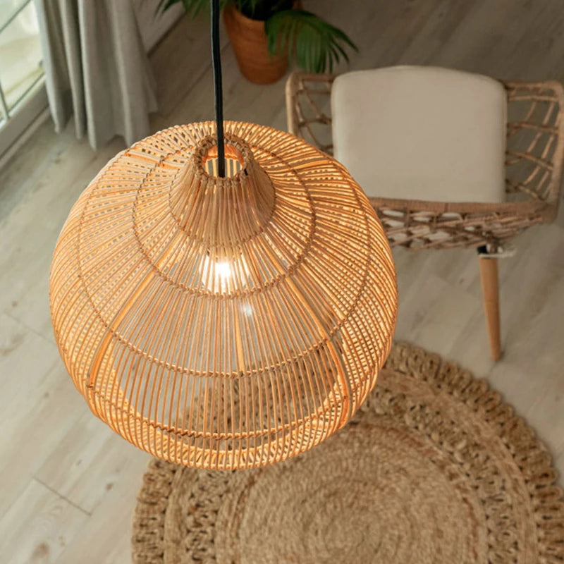 Suspension design en rotin tressé main 50 ou 60 cm