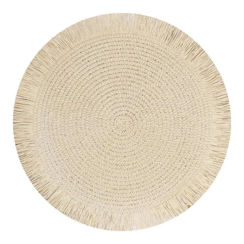 Set de table rond à franges tressé main