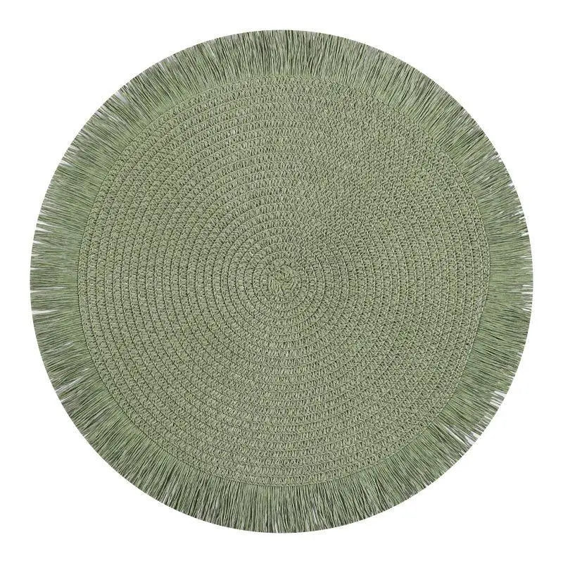 Set de table rond à franges tressé main