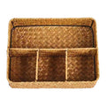 Panier de rangement en jonc de mer tressé à 4 compartiments