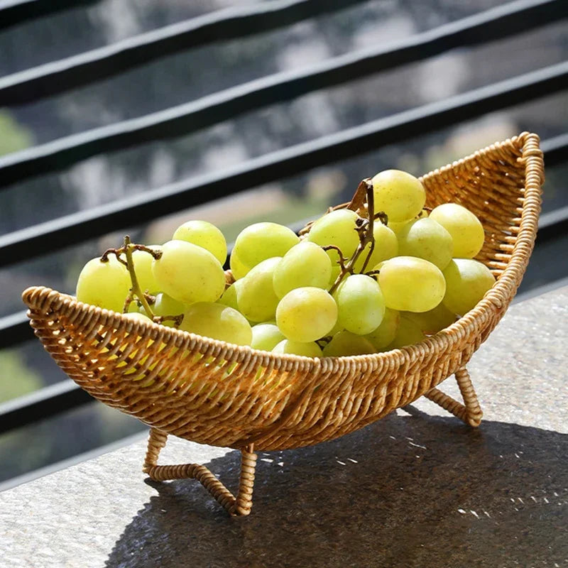 Coupe à fruits aspect rotin tressé