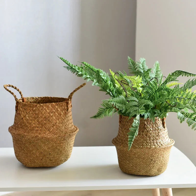 Panier en jonc de mer tressé