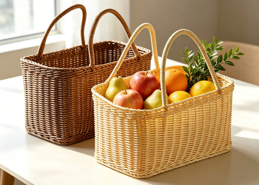 Panier de courses en rotin tressé avec anse